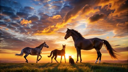 Silhouette Photography: Majestic Horses and Playful Cats - Best Friends Forever