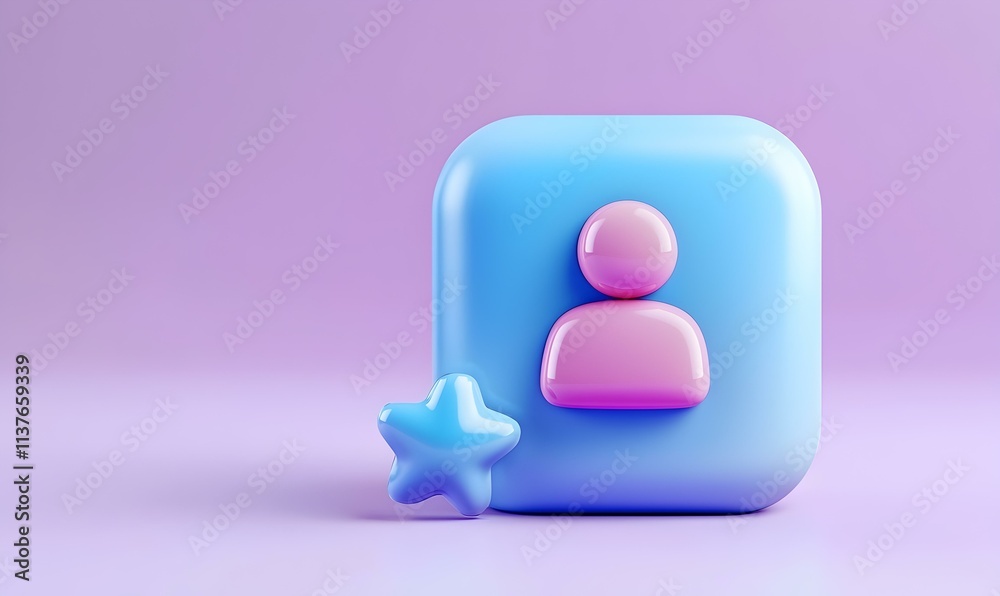 Poster 3d icon representing new user addition with colorful design