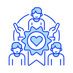 Volunteer Badge Line Icon. linear style sign for mobile concept and web design. Outline vector icon.