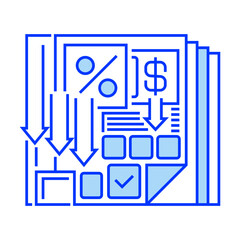 Tax Reduction Line Icon. linear style sign for mobile concept and web design. Outline vector icon.