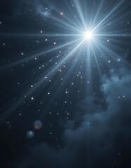 Fototapeta premium a mysterious and hazy interstellar space with distant bright stars and one star brighter than the others