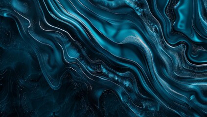 Obraz premium Abstract blue liquid background with a wavy pattern, chrome texture, shiny metal surface.