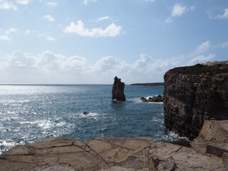 Beautiful view of a huge rock in the sea.