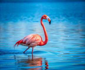Fototapeta premium pink flamingo standing in water