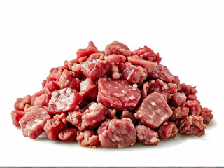 raw minced meat isolated on white background