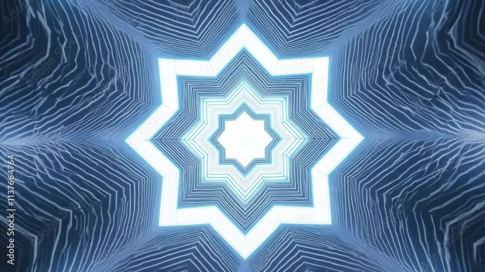 Fototapete Visual exploration of a geometric pattern featuring a luminous star design with intricate linear details