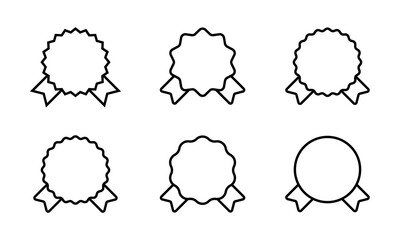 Award ribbon outline icon set collection. Prize, badge line sign symbol