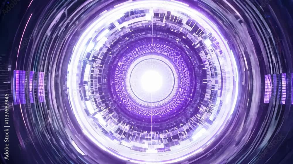 Fototapete Explore the mesmerizing patterns and vibrant colors of digital light in a futuristic visual display