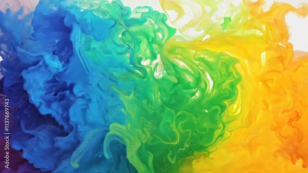 Aufkleber creative process of painting with vibrant colors on canvas in a bright studio environment