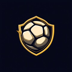 Iconic Soccer Ball with Golden Shield Emblem on Dark Background