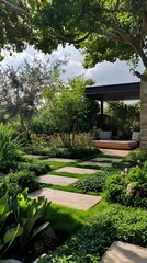 68. A beautiful garden with unobtrusive security cameras blending into the landscape