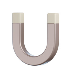 3D U-Shaped Magnet icon using a combination of brown and Pastel gray color © Neon