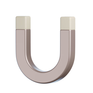 3D U-Shaped Magnet icon using a combination of brown and Pastel gray color