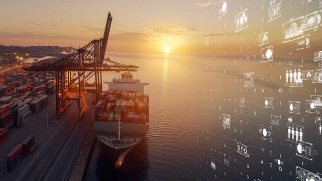A futuristic logistics hub visual, global connectivity and trade efficiency