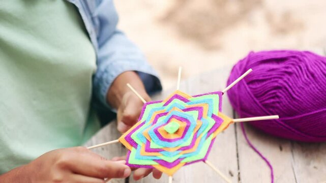 Creating colorful crafts with yarn for a vibrant daily routine