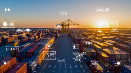 A futuristic logistics hub visual, global connectivity and trade efficiency