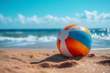 Obraz premium A macro shot of a seashell with water droplets glistening in the sunlight on a sandy shore.