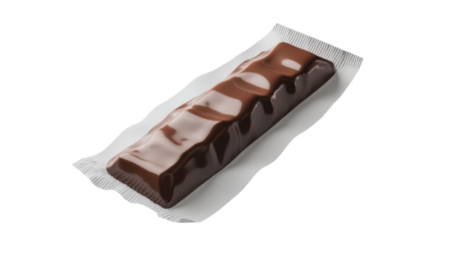 A delicious chocolate bar wrapped in foil, showcasing a tempting treat ready for enjoyment.