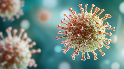 The image captured through the microscope reveals the intricate details of a virus, showcasing its spiked outer surface and compact genetic material contained within.