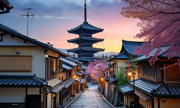 temple of japan on background