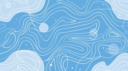 Abstract Blue Geometric Background with curved lines vector presentation design, light blue background 