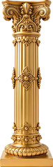 Naklejka premium Golden Column, Classic Antique Gold Pillar, Transparent Background
