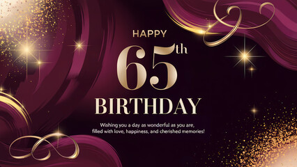 65th birthday card with golden swirls and elegant design