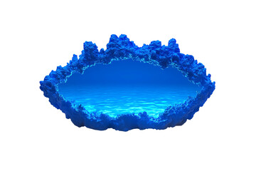 Fototapeta premium A vibrant, blue underwater scene framed by textured coral formations.