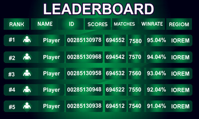 Obraz premium green color game leaderboard with abstract background vector template