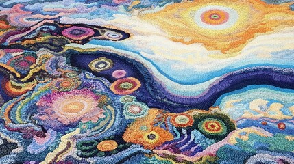 Vibrant Cosmic Landscape of Flowing Organic Patterns and Shapes in Dreamlike Surreal Composition long title This vibrant and dynamic abstract