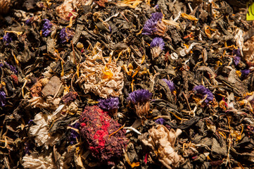 Loose herbal tea in the market
