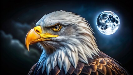 Majestic Bald Eagle Night Portrait: Front View Wildlife Photography