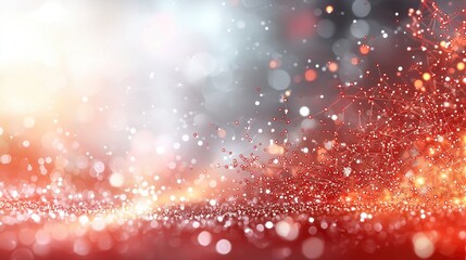 A captivating 3D rendering showcases an abstract red fiery background filled with glowing particles resembling a micro world from a science fiction movie