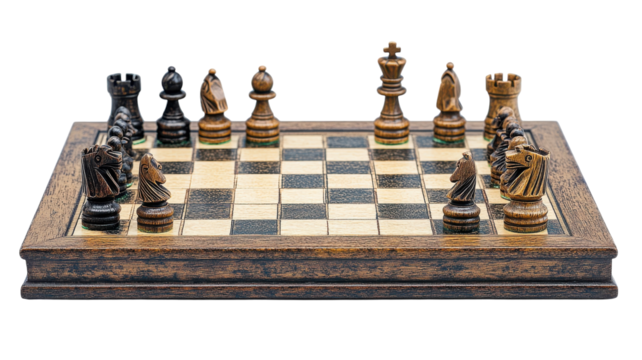 Classic Chessboard with Pieces in Mid Game: Perfect Visual for Games, Strategy Sessions, and Tutorials.
