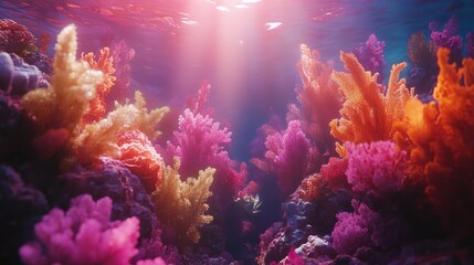 Fototapeta premium Vibrant coral reef life underwater nature photography marine environment close-up biodiversity exploration