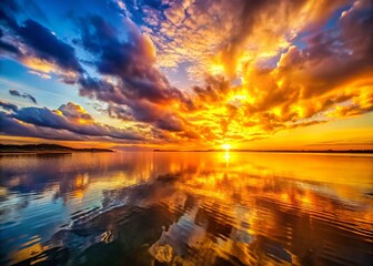 Sunset Dusk Water Photography: Golden Hour, Low Light, Lake, Ocean, River, Seascape, Coastal, Twilight, Evening, Reflections, Calm Water, Dramatic Sky, Beautiful Sunset, 