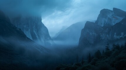 Mysterious misty valleys yosemite national park landscape photography natural wonders atmospheric view enigmatic beauty