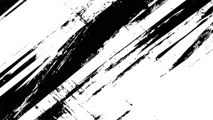 Black and white grunge vector background with ink splashes, scratches and noise elements for design. Grunge black and white texture of black brush strokes on white paper or background.  