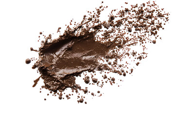 Drops of mud sprayed isolated on white or transparent background, with clipping path


