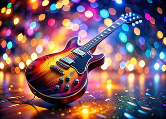 Obraz premium Surreal Electric Guitar Stage Bokeh Lights Photography - Psychedelic Concert Image