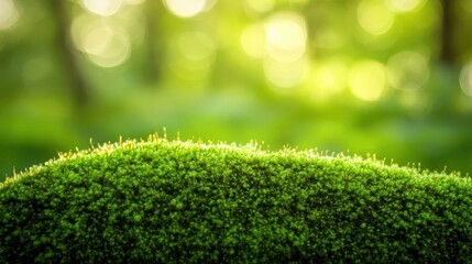 Naklejka premium Close-Up of Lush Green Moss with Nature Background in Soft Focus Light