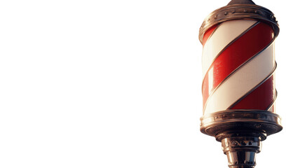 A classic red and white barber pole image perfect for representing barbershops and hair salons, capturing the traditional essence of grooming establishments and their services..