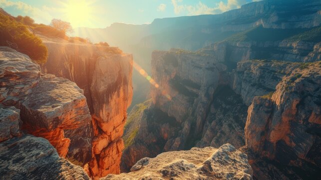 Majestic sunrise over grand canyon nature photography stunning landscape serene environment panoramic view awe-inspiring beauty