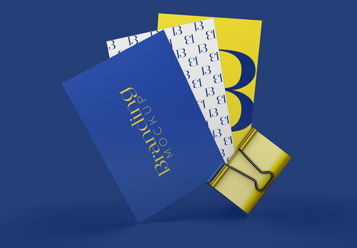 Business Cards Mockup With Paper Clip