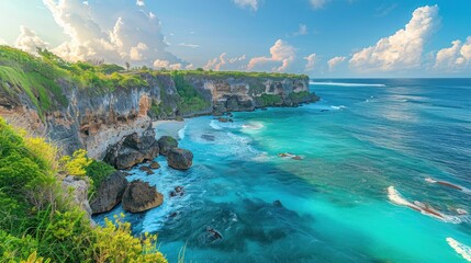 Stunning Coastal Cliffs and Turquoise Ocean in Nusa Penida, Bali