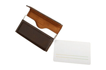 Leather wallet and credit card holder, blank for mockup. isolated white background.