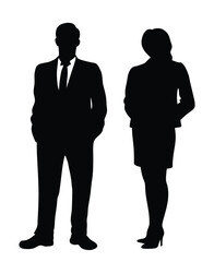 Business man and women standing silhouette illustration isolated on a white background