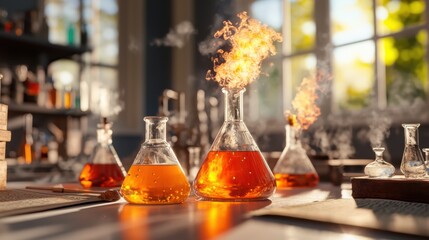 The ancient chemist's laboratory is filled with an array of mysterious objects scattered throughout the dimly lit room