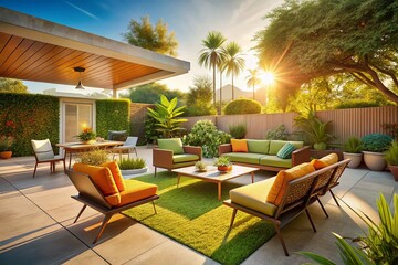 Mid-Century Modern Affordable Furniture Landscape Photography: Stylish Outdoor Spaces & Budget-Friendly Designs