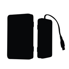Power bank black and white silhouette